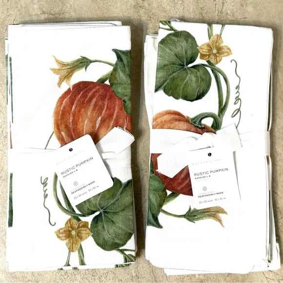 Pottery Barn Rustic Pumpkin Napkins- Set Of 4 - Picture 10 of 10